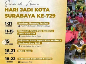 Jadwal Acara Penyemarak Hari Jadi Kota Surabaya Ke-729