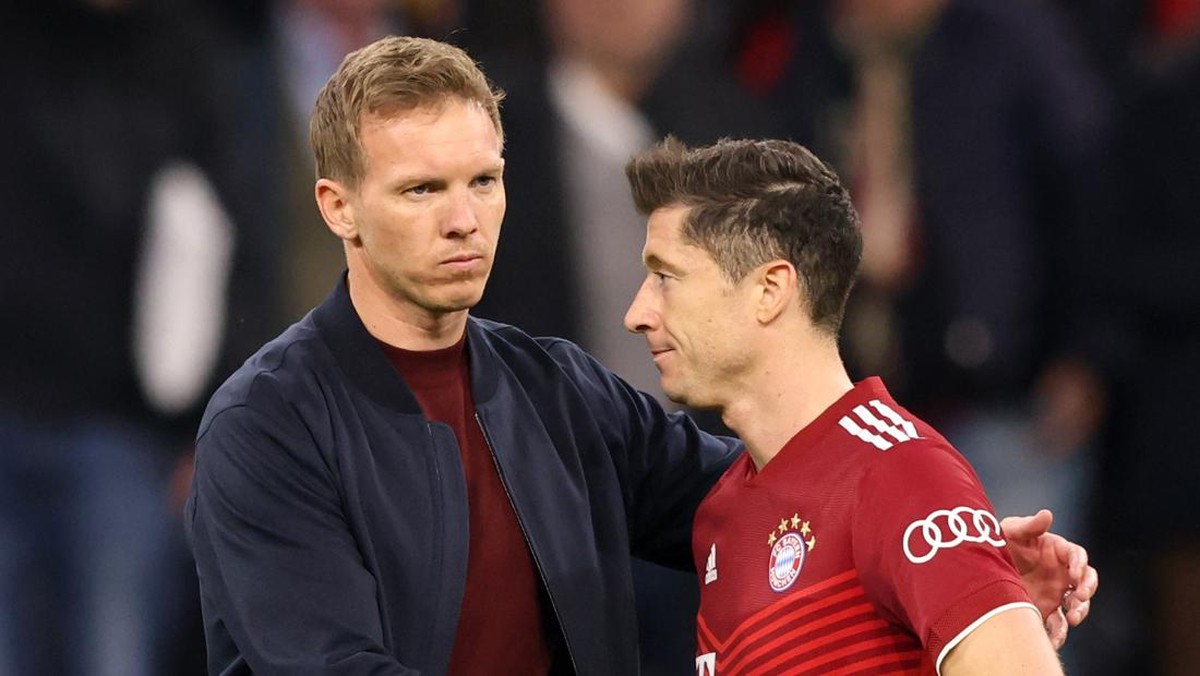 Julian Nagelsmann dan Robert Lewandowski. (Foto: Corbis via Getty Images/Stefan Matzke - sampics)