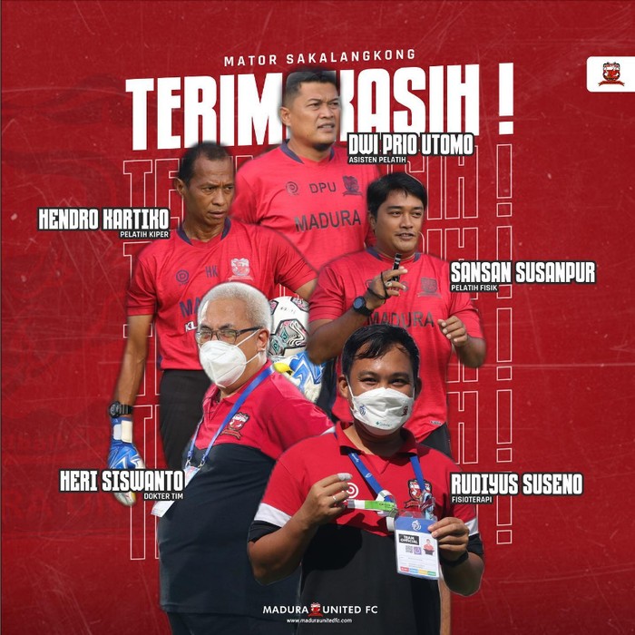 Hendro Kartiko dilepas Madura United. Sebelumnya, pria 49 tahun itu menjadi pelatih kiper Laskar Sapeh Kerrap.