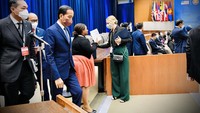 Presiden Jokowi tiba di Departemen Luar Negeri AS, Washington, untuk menghadiri KTT Khusus ASEAN-AS.
