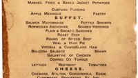 Kira-kira begini gambaran menu makan siang para penumpang kapal Titanic. Dimulai dari makanan pembuka terul, aneka daging panggang, hingga potato shrimps yang jadi menu buffet. Foto: Titanic Wiki/Site News