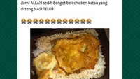 Merasa memesan nasi dengan chicken katsu, netizen ini bagikan kejadian menerima makanan zonk yang dialaminya. Saat dibuka, chicken katsu pesanannya berubah menjadi nasi telor. Foto: Instagram/lambeonlen