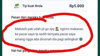 Berniat mengirimkan makanan untuk kekasihnya, ojol pengantar makanan ini justru berubah jadi mata-mata. Berkat dirinya, pelanggannya berhasil mengetahui bahwa kekasihnya sedang berselingkuh. Foto: Instagram/lambeonlen
