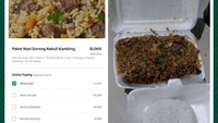 Merasa sangat lapar, netizen ini pesan nasi goreng dalam porsi yang lebih banyak dengan memilih ekstra nasi. Saat datang, pemandangan yang terlihat justru ada nasi goreng yang ditemani nasi putih lainnya. Foto: Instagram/lambeonlen