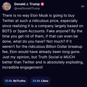Postingan Donald Trump soal Elon Musk dan Twitter