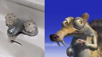 Gemas nih, keran yang mirip karakter tupai di film animasi Ice Age. Foto: Brightside