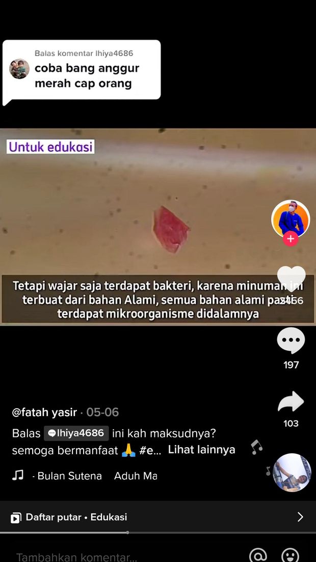 Minuman yang dilihat pakai mikroskop