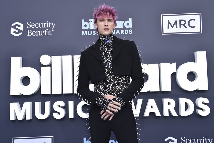 2022 Billboard Music Awards - Arrivals Machine Gun Kelly arrives at the Billboard Music Awards on Sunday, May 15, 2022, at the MGM Grand Garden Arena in Las Vegas. (Photo by Jordan Strauss/Invision/AP)
