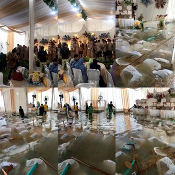 Acara pernikahan pasangan di Pekanbaru, Riau, viral di kalangan masyarakat. Pasalnya, acara pernikahan itu mendadak kebanjiran. Penasaran? Ini foto-fotonya.