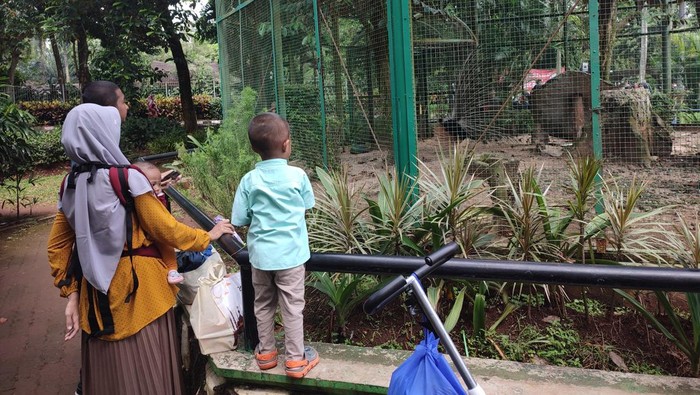 Pengunjung di Kebun Binatang Ragunan, Jakarta, Senin (16/5/2022)