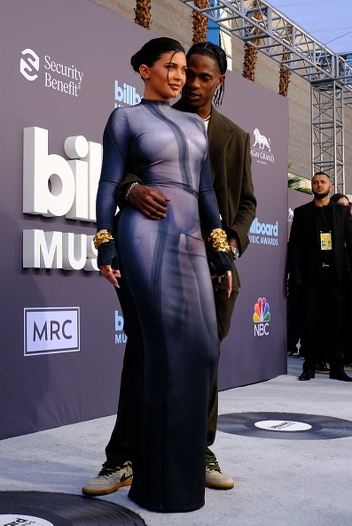US socialite Kylie Jenner and partner US rapper Travis Scott attend the 2022 Billboard Music Awards at the MGM Grand Garden Arena in Las Vegas, Nevada, May 15, 2022. (Photo by Maria Alejandra CARDONA / AFP) (Photo by MARIA ALEJANDRA CARDONA/AFP via Getty Images)