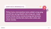 Memilih anak kecil yang menangis menunjukkan kamu orang yang cukup sensitif tetapi setia pada teman.