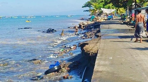Kondisi abrasi di Banjar Pebuahan, Desa Banyubiru, Kecamatan Negara, Jembrana yang kian parah