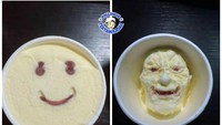 Punya tingkat kreativitas yang tinggi, orang ini berhasil menyulap es krim yang dingin menjadi menyeramkan. Penampilannya kini seperti monster yang sedang marah. Foto: Instagram/tertawaajah
