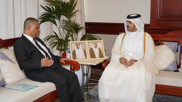 Dubes RI untuk Qatar Ridwan Hassan bersama Menteri Kebudayaan Qatar Sheikh Abdulrahman bin Hamad bin Jassim al Thani