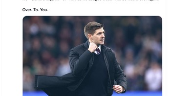 Netizen ini berharap Steven Gerrard sebagai idolanya mengerahkan yang terbaik untuk menahan City sekaligus sebagai penebusan kesalahan di masa lalu saat Gerrard terpeleset dan Liverpool gagal juara Liga Inggris. Foto: Twitter