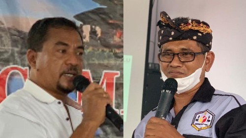 Pelaksana harian atau Plh Ketua Bawaslu Tabanan yang dijabat secara bergantian oleh I Gede Putu Suarnata (kiri) dan Ketut Narta