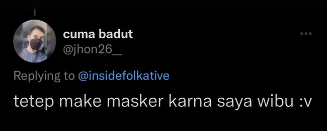 Alasan yang satu ini benar-benar bikin gagal paham. Katanya karena wibu, pecinta budaya Jepang. Benar-benar bikin tepok jidat deh.. Foto: Twitter