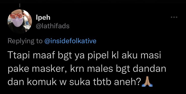 Cewek-cewek pasti relate banget sama alasan yang satu ini deh. Kalau pakai masker kan lumayan jadi bisa menghemat makeup, bener nggak nih? Foto: Twitter