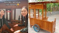 Ngidam nasi goreng, Sisca Kohl langsung beli gerobak nasi goreng untuk membuat nasi gorengnya. Momen ini dilakukan bersama sang adik. Foto: TikTok