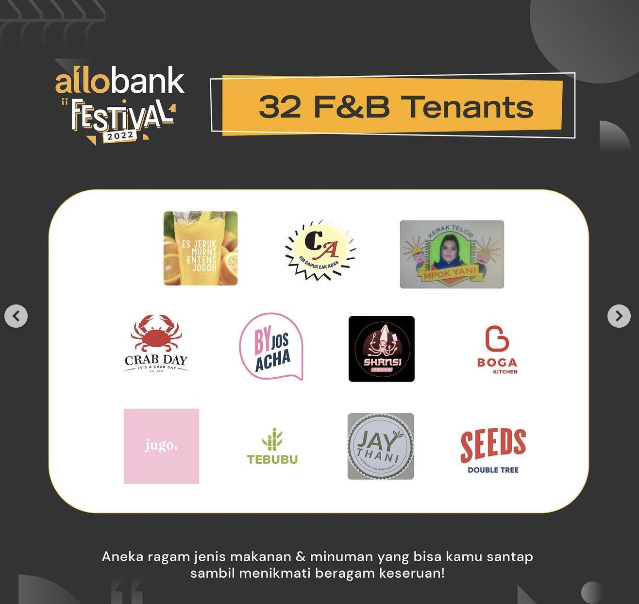 Allo Bank Festival 2022 Hadirkan Tenant Kuliner Enak, Ini 32 Pilihannya
