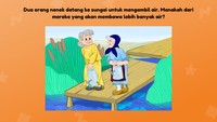Kira-kira nenek berbaju biru atau nenek berbaju kuning yang akan membawa air lebih banyak?