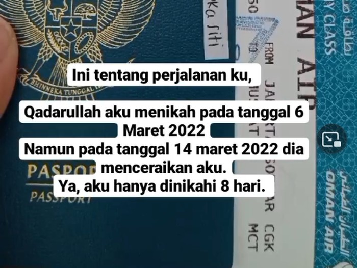 Kisah wanita yang diceraikan oleh suaminya usai 8 hari menikah.