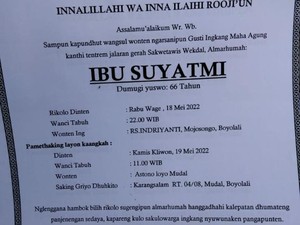Pesinden Senior Gaya Surakarta Nyi Suyatmi Tutup Usia