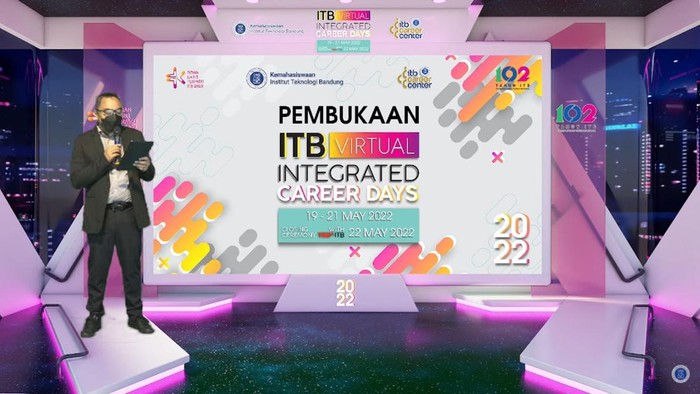 Pembukaan bursa kerja Virtual ITB Integrated Career Days Mei 2022 melalui Youtube ITB, yang berlangsung pada 19-21 Mei 2022 melalui website virtualfair.itb.ac.id.