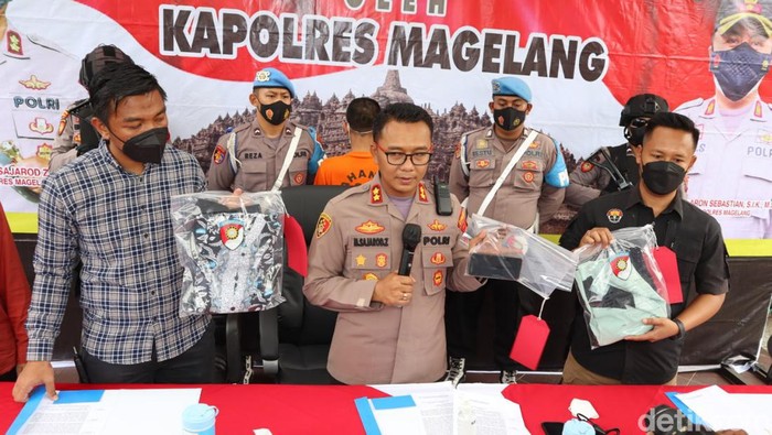 Rilis kasus pengasuh ponpes cabuli santriwati di Polres Magelang, Kamis (19/5/2022).