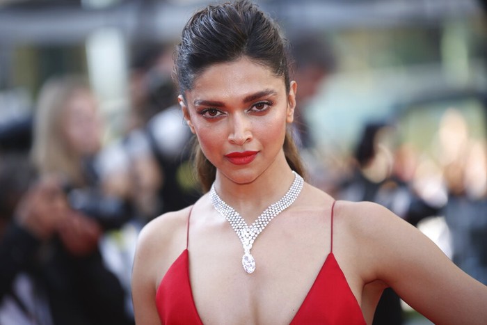 Jury member Deepika Padukone poses for photographers upon arrival at the premiere of the film 'Armageddon Time' at the 75th international film festival, Cannes, southern France, Thursday, May 19, 2022. (Photo by Vianney Le Caer/Invision/AP)