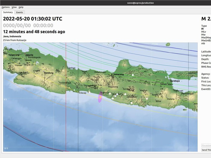 Gempa bumi M 2,6 guncang barat daya Purworejo, Jumat (20/5/2022) pukul 08.30 WIB.
