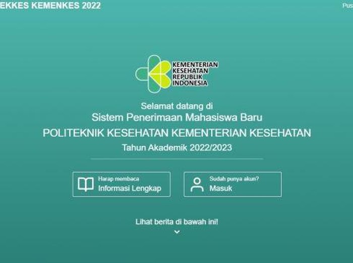 Tangkapan layar pengumuman SIMAMA POLTEKKES 2022