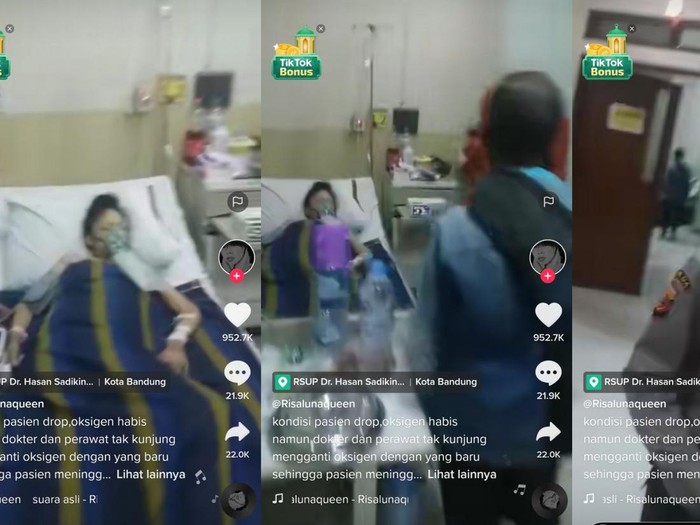 Tangkapan layar video viral pasien dicueki petugas rumah sakit.