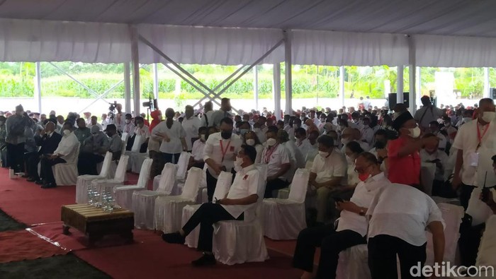 Kepala Staf Kepresidenan Moeldoko di Rakernas V Projo di Magelang, Jawa Tengah, Sabtu (21/5/2022).