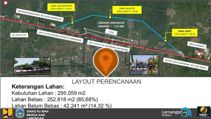 Peta perencanaan Jalur Lingkar Utara Lamongan