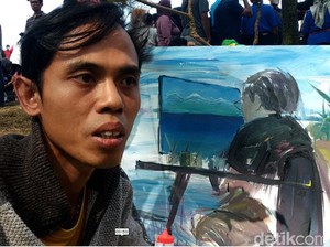 Unik! SBY yang Sedang Melukis Jadi Inspirasi Lukisan Seniman Pacitan