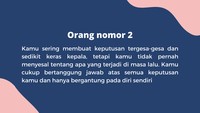Coba luangkan waktu untuk membuat keputusan yang tepat agar kamu tidak menyesal.