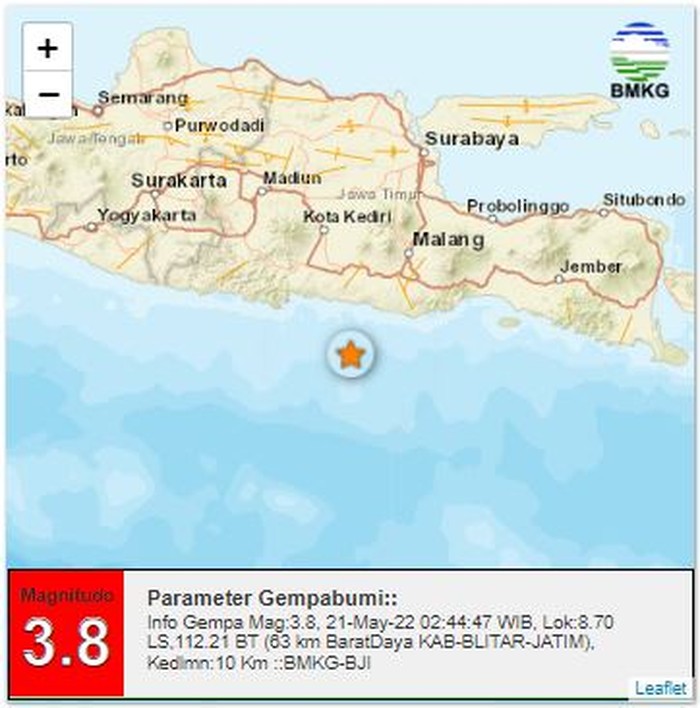 Blitar Diguncang Gempa Dua Kali