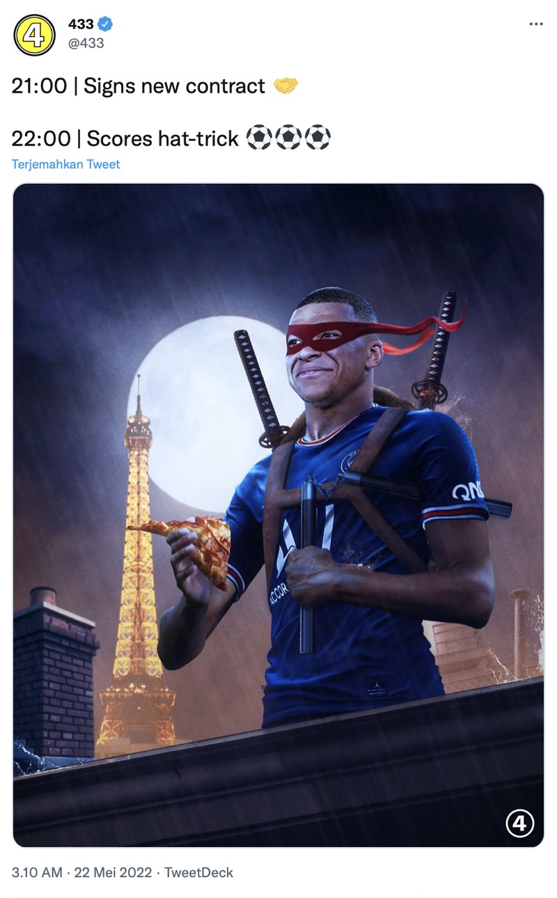 Meme fans Real Madrid kecewa Kylian Mbappe bertahan di PSG.
