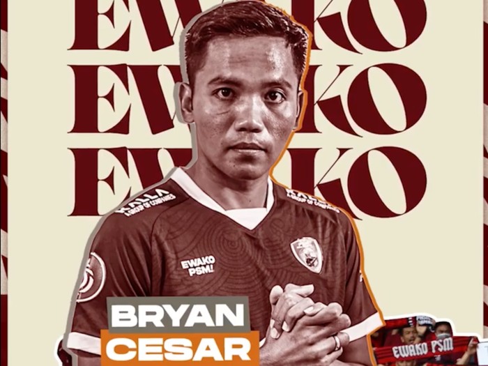 PSM Makassar meresmikan 2 pemain baru, salah satunya Bryan Cesar. (dok. Instagram PSM Makassar)