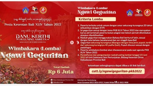 Info Lomba di Bali: Syarat Wimbakara Ngawi Geguritan PKB 2022