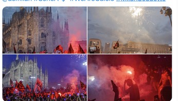 Perayaan sangat meriah pun terjadi di sudut-sudut kota Milan. Foto: Twitter