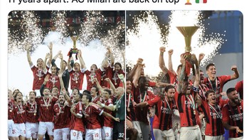 Foto scudetto 11 tahun yang lalu dan sekarang. Foto: Twitter