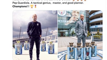 Netizen ini memuji Guardiola. Saat dia dulu datang di 2016, banyak yang mengatakan taktiknya tidak akan berhasil di Liga Inggris. Sekarang, dia menang 4 dari 5 juara Liga Inggris terakhir. Foto: Twitter