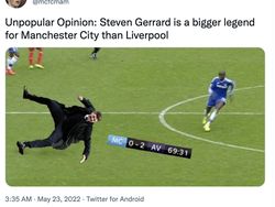 Meme Manchester City Juara dan Gerrard Kembali Terpeleset
