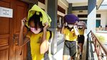 Keriuhan Siswa SD di Bali Saat Simulasi Hadapi Gempa