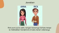 Apabila tangan Rick sakit, ia akan meletakkan handphone-nya di saku kiri.