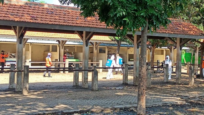 Pasar Hewan Jrebeng Kidul Kota Probolinggo disemprot disinfektan