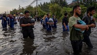 Imbas banjir rob ini operasional di terminal peti kemas pun disetop. Tak hanya itu ada ratusan pekerja di area Pelabuhan Tanjung Emas Semarang yang terjebak banjir rob.
